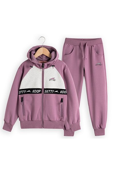 SETTY KOOP Girls' Tracksuit Set- 2-Piece Hoodie & Joggers,Color Block Design