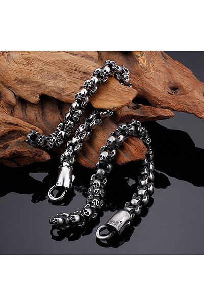 Viking Skull Skull Design Adjustable Tarnish&Rustproof 316L Steel Bracelet