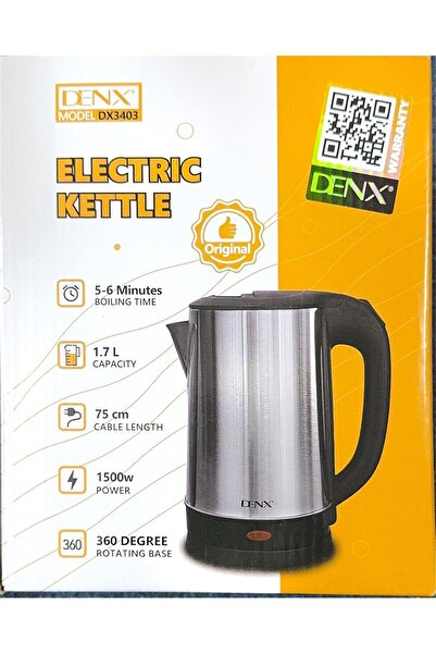 Generic Electric Kettle DX3403 Stainless Steel 1500W 1.7L High-Speed Rotating Base