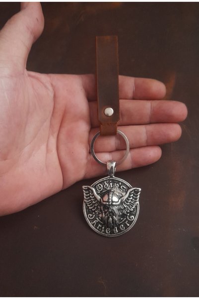 E&F Takı Premium Odin's Design Real Leather Keychain