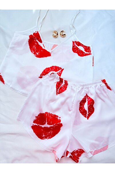 İNKO İÇ GİYİM Σετ πιτζάμες με σατέν σχέδιο με ρυθμιζόμενο λουράκι