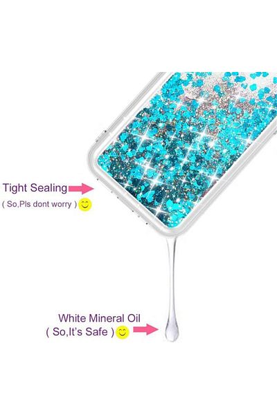 Generic 14 Pro Max Case, Clear Design Bling Flowing Liquid Floating Sparkle Colourful Glitter Waterfall TPU