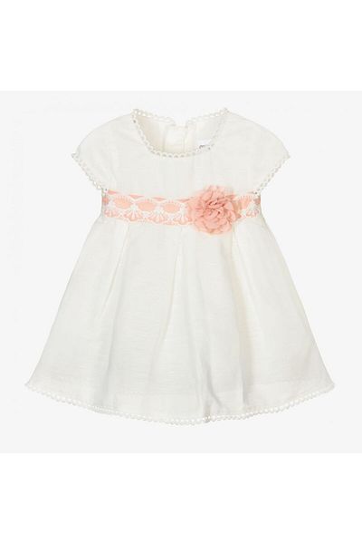 MAYORAL Rochie eleganta fetite crem cu dantela si floare decorativa