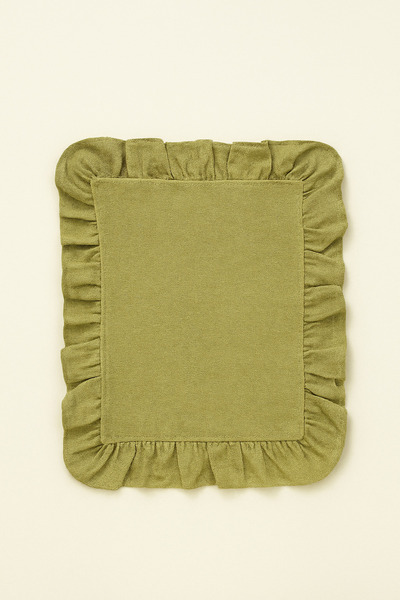 Kitchen Damys 6 Adet Fırfırlı Keten Supla Yağ Yeşili Modern Bohem Dikdörtgen Amerikan Servis