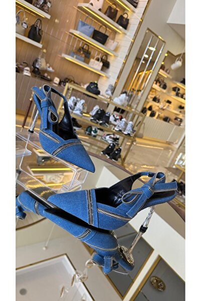 DUYGUSHOESBAG Fermuar Detaylı Arkası Açık Model Kadın Stiletto