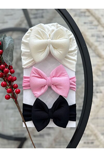 VANİLLİA طقم من 3 قطع من عصابات الرأس للأطفال الرضع بطبقة مزدوجة على شكل فيون...