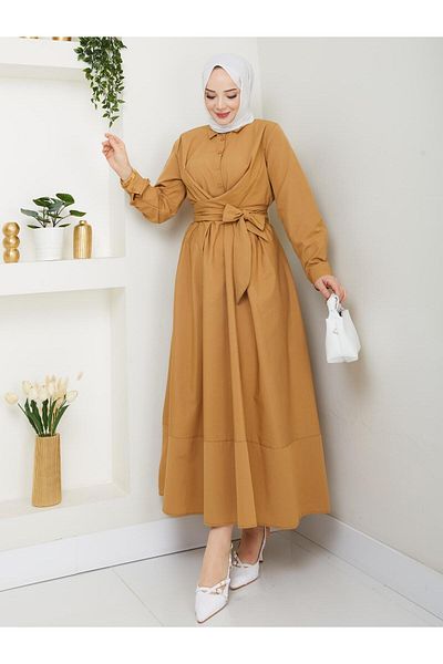 Moda Krash Bel Girdle Poplin Summer Dress
