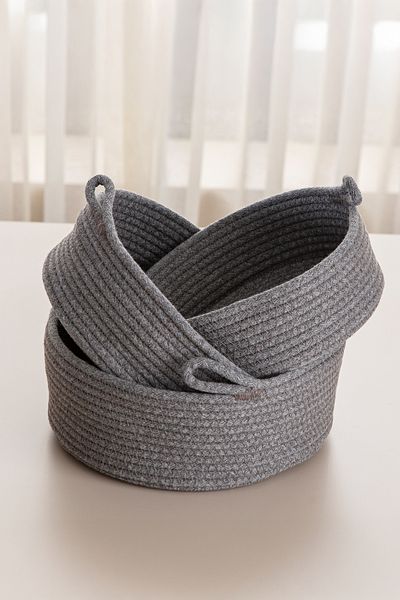 dekomall home & living Multi-Purpose 3-Piece Basket, Kitchen and Bathroom Organizer Basket, Diameter; 23 Cm, 20 Cm, 19 Cm-Gray