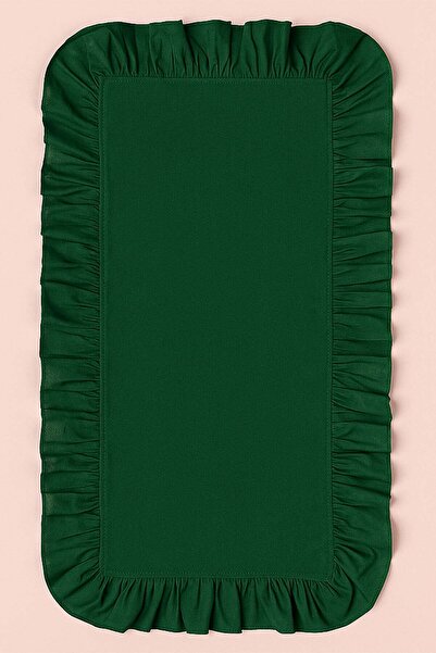 Selenica Sade Fırfırlı Koyu Yeşil Runner Orta Sehpa & Konsol Örtüsü 30x80 cm