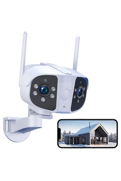 Zherqon Professional Dual Video Surveillance Camera, Panoramic View, 180° Each Lens, WIFI, 1080P Ultra HD
