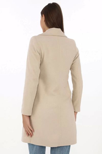 Tarz Yeri Beige Women's Cashmere Coat - Buttoned and Lined