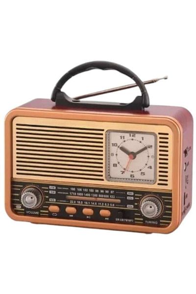 Zherqon Retro Portable Radio with Internal Battery and Analog Clock