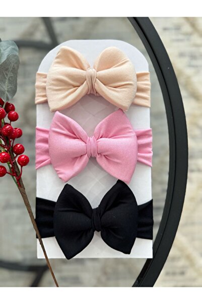 VANİLLİA مجموعة من 3 قطع من عصابات الشعر القطنية 100% للفتيات الصغيرات مع فيونكة