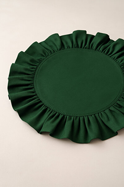 Kitchen Damys 2 Adet Fırfırlı Yuvarlak Amerikan Servis – Zümrüt Yeşili 40 cm Şık Supla