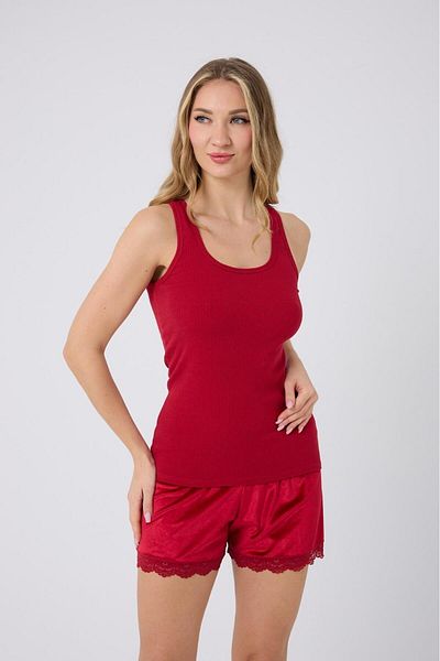 İNKO İÇ GİYİM Velvet Lace Detailed Thick Strap Shorts Pajama Set