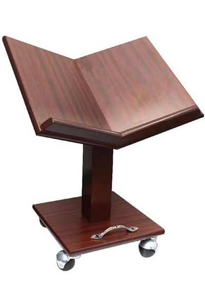S Z F Store Wooden Quran Stand with Wheels - Brown