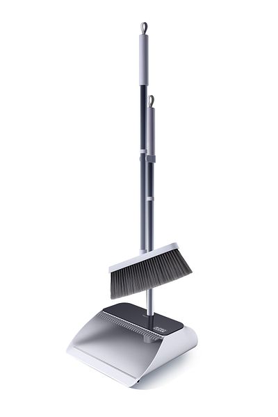 Pro Clean Official Set mătură și făraș – mâner lung, pieptene retractabil, peri cu 4 straturi, suport vertical