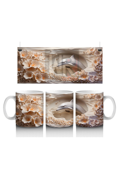 Luluyen كوب أنيق على شكل دولفين يطفو على صخور المرجان