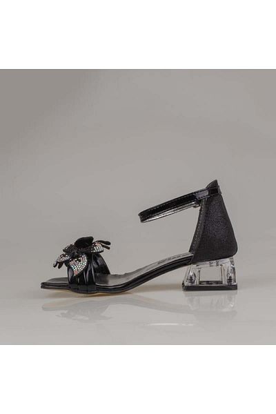 Trend Adımlar Black Short Heeled Arched Girl's Classic Shoes