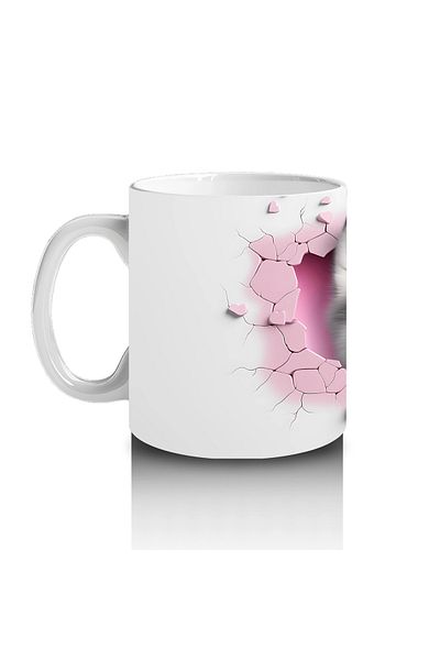 Luluyen Husky between Pink Heart Wall – Printed Coffee Mug