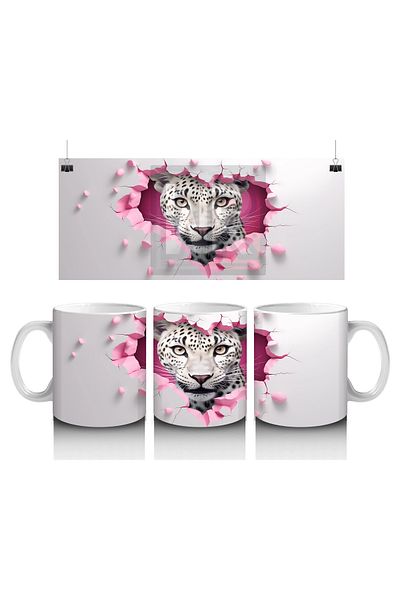 Luluyen Gray Tiger Looking at the Pink Crack – Printed Coffee Mug