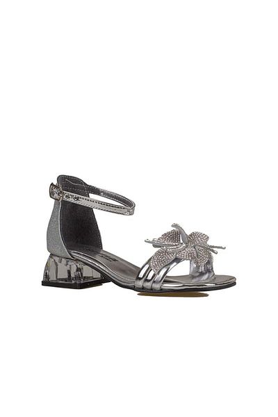 Trend Adımlar Silver Short Heeled Arched Girl's Classic Shoes