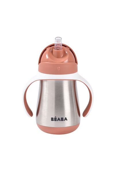 Beaba Stainless steel mug with straw 250 ml Terracotta