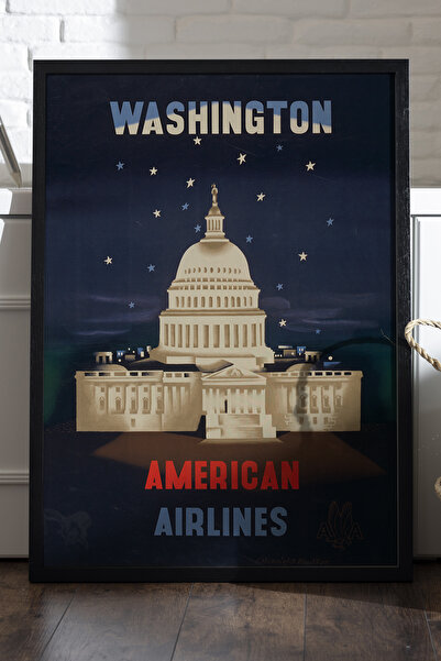 Duvarda Αφίσα με ξύλινο πλαίσιο σε μαύρο χρώμα Ουάσινγκτον, διακοσμητικός πίν...