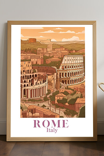 Duvarda Αφίσα με φυσικό ξύλινο πλαίσιο Ρώμης, διακοσμητικός πίνακας τοίχου τα...
