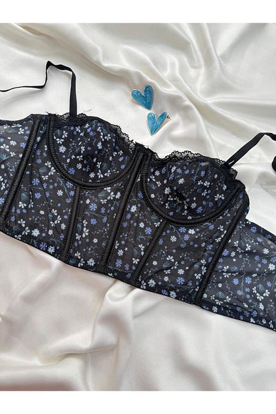 İNKO İÇ GİYİM Bustieră din tul cu model floral