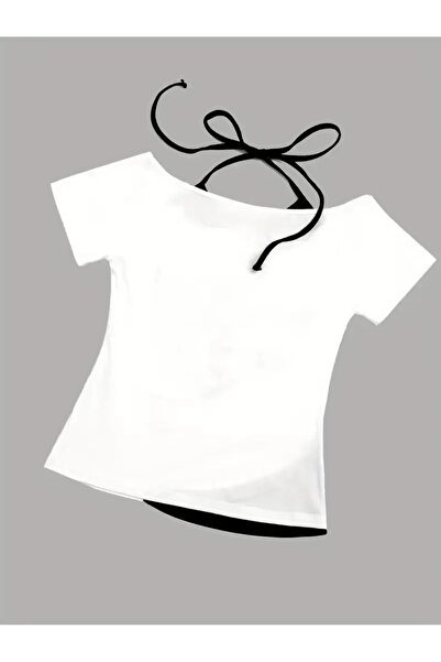 weywot Біла готична сорочка з коміром-стійкою, коротким рукавом і повним кроєм