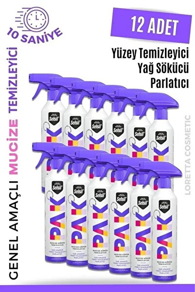 Selsil Pak 12 Li 500 Ml Mucize Köpük Temizleyici Sprey Yağ Sökücü Yüzey Temiz...