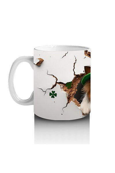 Luluyen Dog with Hat and Spring Leaves – Printed Coffee Mug