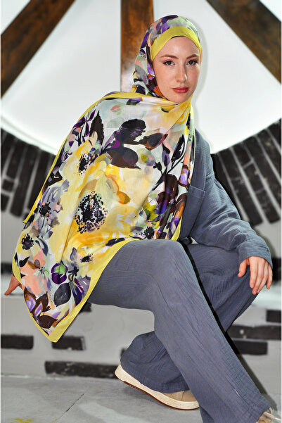 MSCARFS Orchid Pattern Cotton Voile Silk Shawl