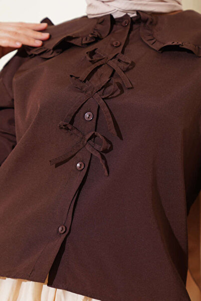 MODA Πουκάμισο με λαιμόκοψη με λεπτομέρεια φούστα