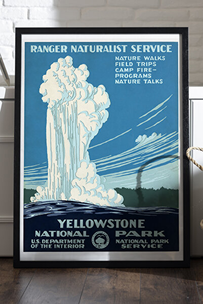 Duvarda Αφίσα Yellowstone με μαύρο ξύλινο πλαίσιο, διακοσμητικός πίνακας τοίχ...