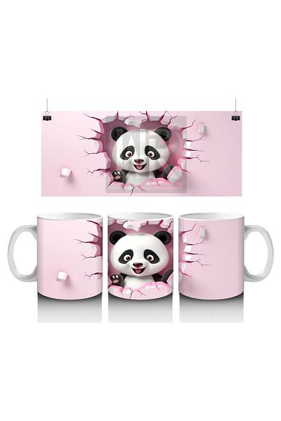 Luluyen Joyful Panda between Pink Walls – Printed Coffee Mug
