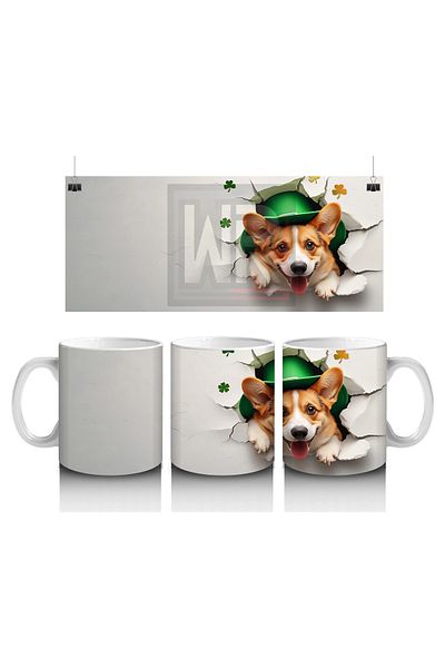 Luluyen Cute Corgi Dressed in Clover Costume - Printed Coffee Mug