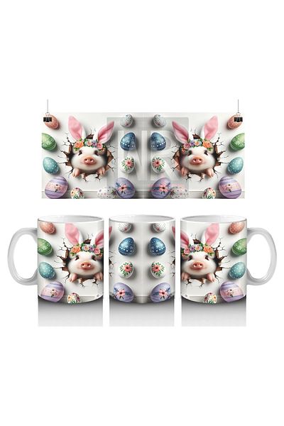 Luluyen Bunny Pattern Decorated with Easter Eggs – Printed Coffee Mug