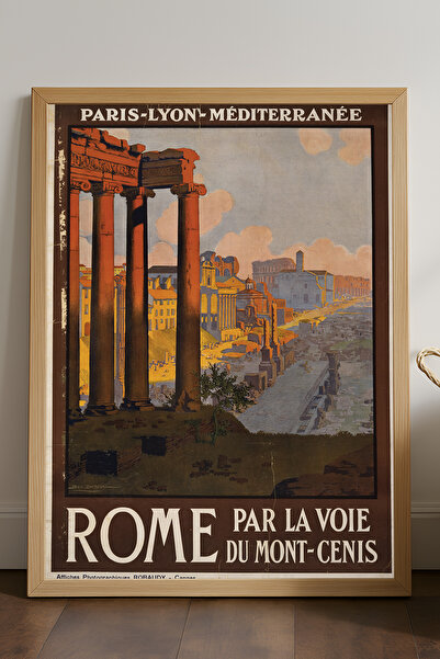 Duvarda Poster cu ramă din lemn naturală Roma, pictură decorativă de perete c...