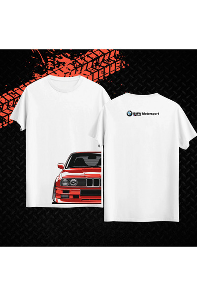 Qool Collection Tricou unisex cu design roșu BMW E30 M3 – Tricou legendar pentru drifting și mașini clasice