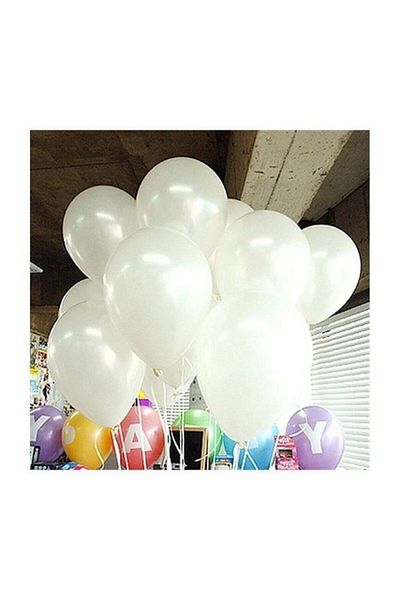 Öz-bal Metallic Pearlescent White Balloon - Set of 25 Shiny Helium Flying Balloons