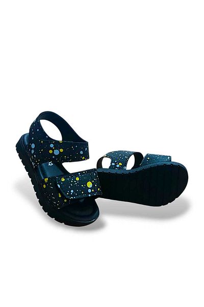 MODA PUNCTATE NEGRE UNISEX SOLE ORTOPEDICE LUMINOSE SANDALE CU BANDĂ CROCODIL PENTRU COPII