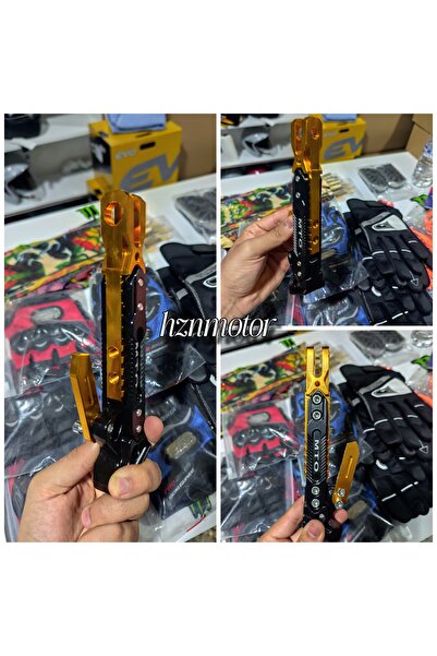 HZN MOTOR Motorsiklet Yan Sehpa Yan Ayaklık Gold Sarı Ayarlı
