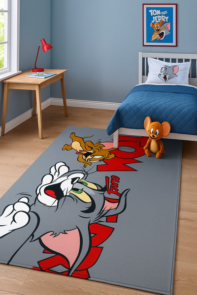 new colourse Tom and Jerry Altı pamuk taban kaymaz dijital baskı çocuk halısı