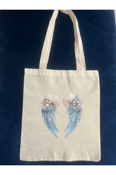 DERYA DESİNG ART Angel Wing Pattern Printed Cloth Bag 35X40Cm
