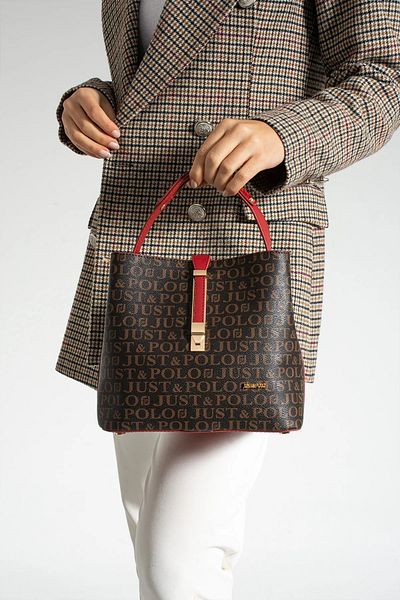 Just Polo Women's Medium Size Waterproof Faux Leather Printed Hand and Shoulder Bag Shopper 342055Pc
