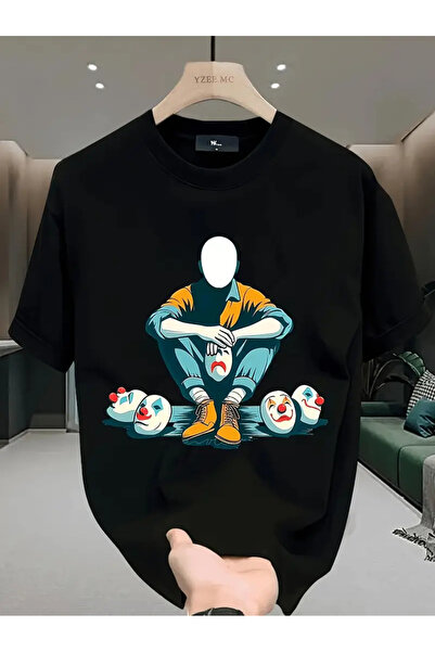 AEMİ Tricou oversize cu decolteu rotund cu imprimeu unisex