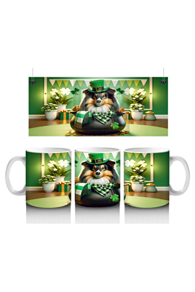 Luluyen كلب البلدغ يرتدي قبعة يجلس على الطاولة ذات الطابع الأخضر - كوب قهوة مطبوع