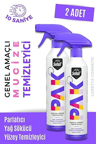 Selsil Pak 500 ml X2 Mucize Köpük Temizleyici Sprey Yağ Sökücü Yüzey Temizleyici Parlatıcı